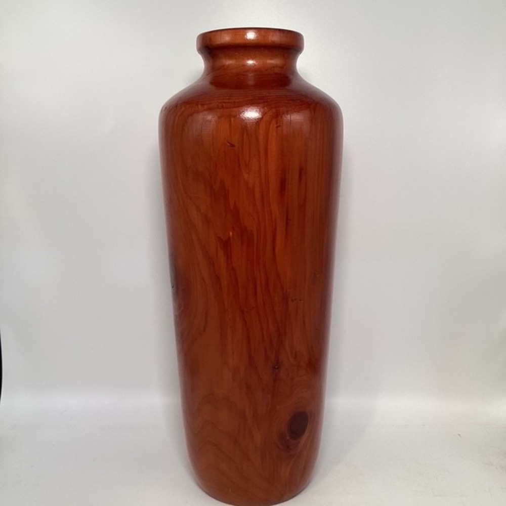 Solid Wood Handmade Vase 14" Height Unique Wood Grain
